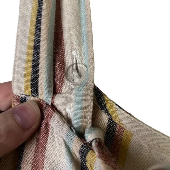 Sadie & Sage Summer Linen Striped Tier Maxi Dress Adjustable Straps - Picture 5 of 8